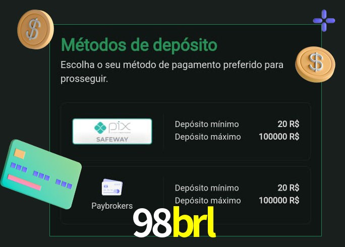 O cassino 98brl oferece uma grande variedade de métodos de pagamento